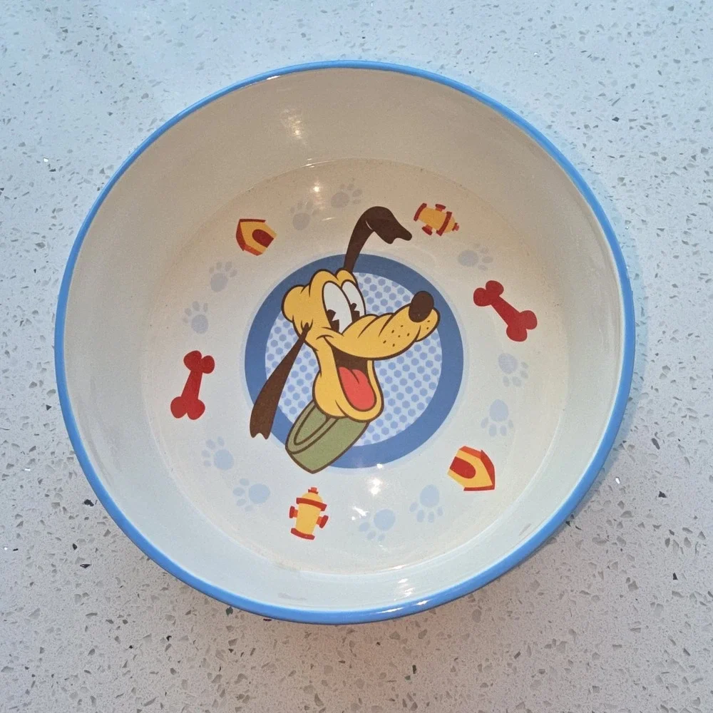 2006 Disney Pluto Dog, Popcorn, Cereal Bowl Ceramic 3 Inches Deep And